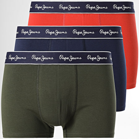 Pepe Jeans - Lot De 3 Boxers PMU11171 Bleu Marine Orange Vert Kaki