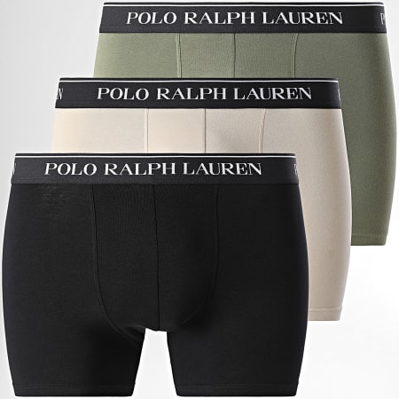 Polo Ralph Lauren - Lot De 3 Boxers Noir Beige Vert Kaki