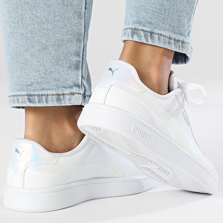 Puma - Baskets Femme Puma Smash 3.0 Holo 2.0 Jr 398292 Puma White Mauve Mist