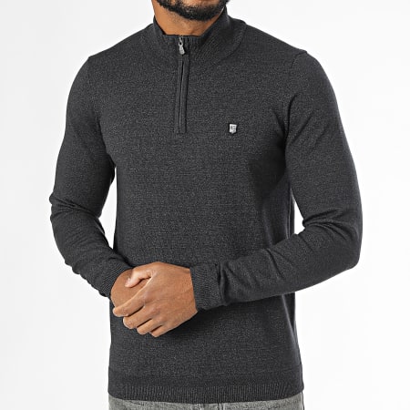 Teddy Smith - Marty 2 Zip Neck Sweater Heather Negro