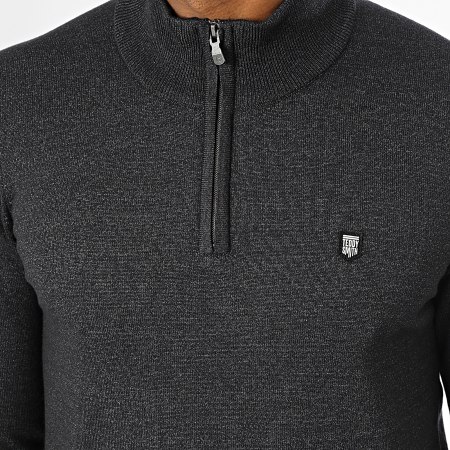 Teddy Smith - Marty 2 Zip Neck Sweater Heather Negro