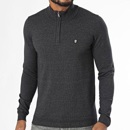 Teddy Smith - Marty 2 Zip Neck Sweater Heather Negro