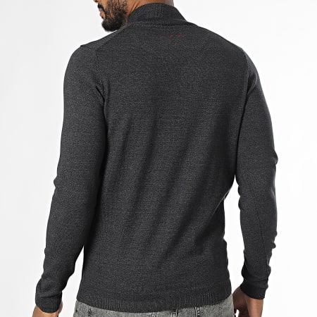 Teddy Smith - Marty 2 Zip Neck Sweater Heather Negro