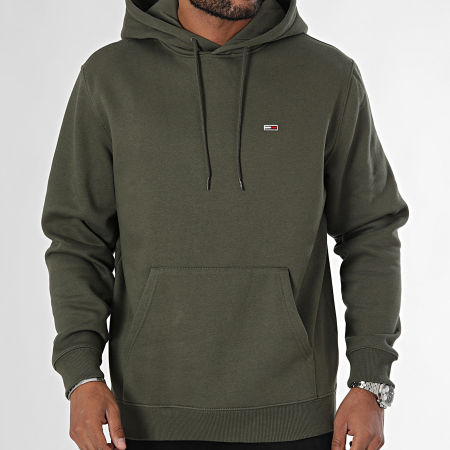 Tommy Jeans - Sweat Capuche Flag 0742 Vert Kaki