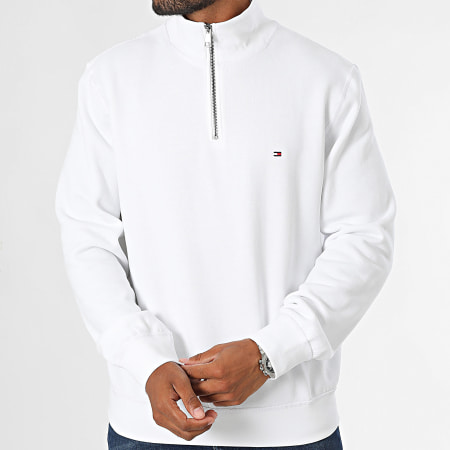 Tommy Hilfiger - Essential 7233 Sudadera blanca con cuello de cremallera