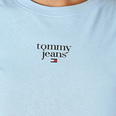 Tommy Jeans - Camiseta de mujer Essential Logo 8800 Slim Azul claro