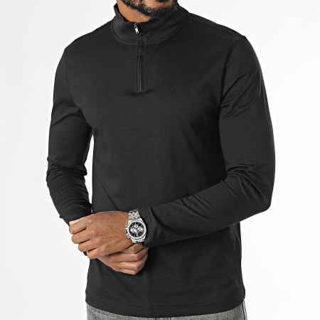 Liquid Touch 1857 Lange Mouw Zip Hals T shirt Zwart