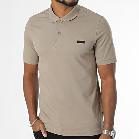 Calvin Klein - Polo Manga Slim Stretch Piqué 1196 Taupe