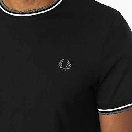 Fred Perry - T-shirts met dubbele punten M1588 Zwart