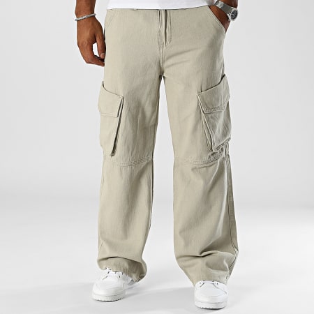 Frilivin - Pantaloni cargo beige larghi