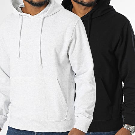 Jack And Jones - Lote de 2 sudaderas Charge Hoodies Black White Grey Heather