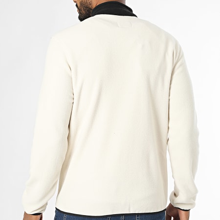 JJREBEL - Fleece ritsjack licht beige zwart