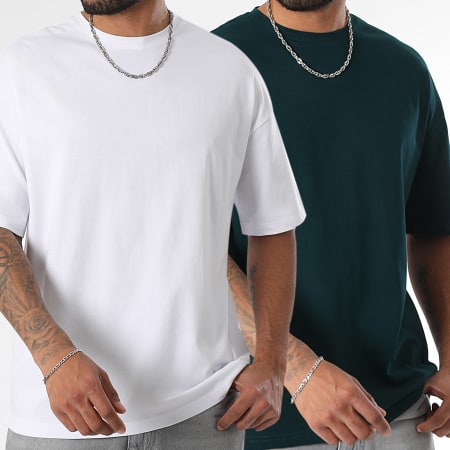LBO - Lote de 2 camisetas grandes 3562 Blanco Botella Verde