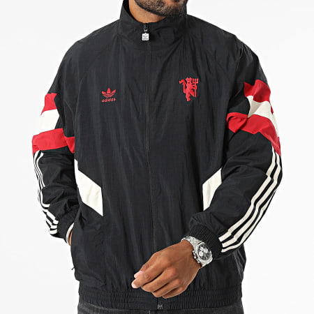 Adidas Originals - MUFC IS6525 Negro Rojo Blanco Chaqueta con cremallera