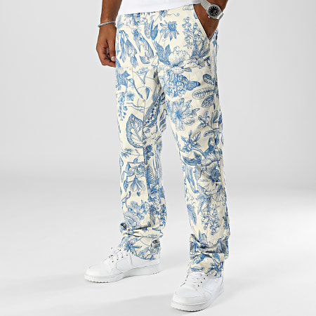 ADJ - Regular Fit Beige Floral Jeans