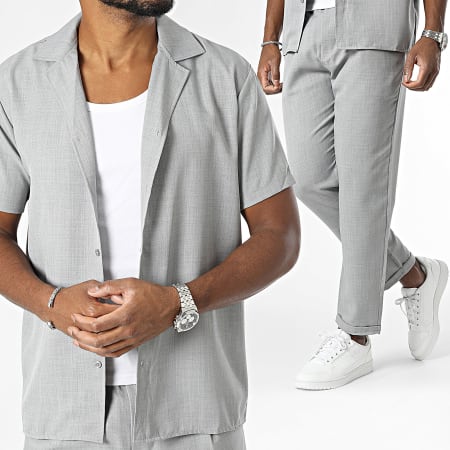 Frilivin - Ensemble Chemise Manches Courtes Et Pantalon Jogging Gris Chiné