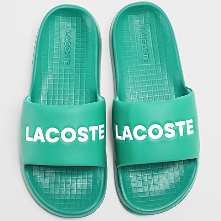 Lacoste - Claquettes Serve Slide Logo Lettrage Vert