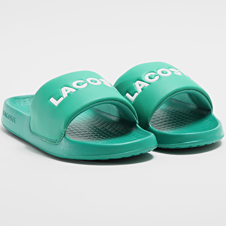 Lacoste - Claquettes Serve Slide Logo Lettrage Vert