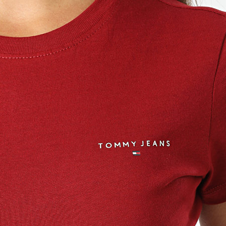 Tommy Jeans - Tee Shirt Slim Femme Linear 8785 Rouge