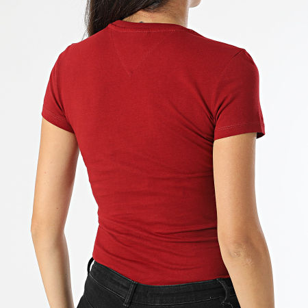 Tommy Jeans - Tee Shirt Slim Femme Linear 8785 Rouge