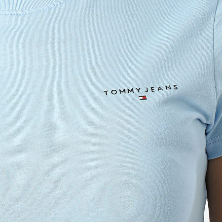 Tommy Jeans - Tee Shirt Slim Femme Linear 8785 Bleu Clair