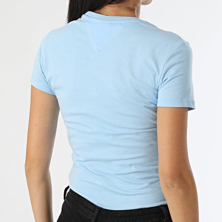 Tommy Jeans - Tee Shirt Slim Femme Linear 8785 Bleu Clair