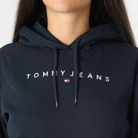 Tommy Jeans - Felpa con cappuccio lineare regular da donna 7324 blu navy