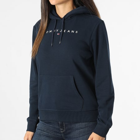 Tommy Jeans - Felpa con cappuccio lineare regular da donna 7324 blu navy