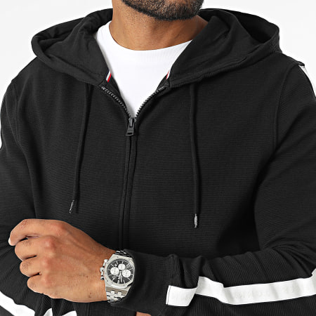 Tommy Hilfiger - Gestreepte Zip Hoodie 3011 Zwart