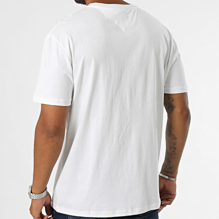 Tommy Jeans - Tee Shirt Regular Fit Gold Linear Logo 9694 Blanc Doré