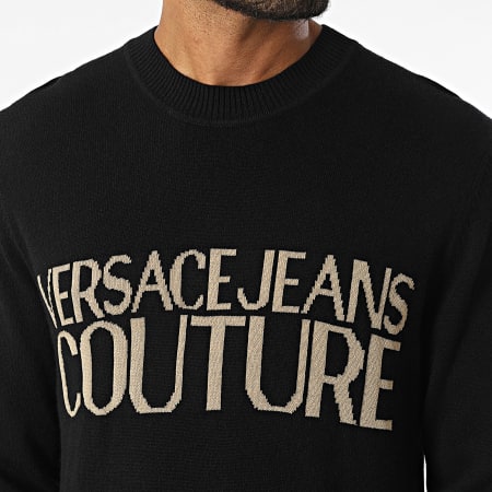 Versace Jeans Couture - Jersey jacquard con logo 77GAFM01-CMH80 Negro Oro