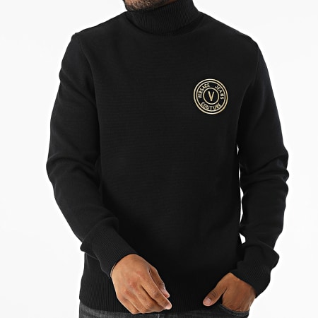 Versace Jeans Couture - Emblema Embro Maglione a collo alto 77GAFM07-CMH41 Nero Oro