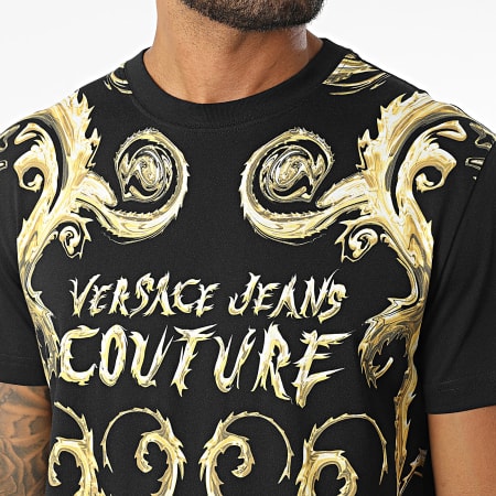 Versace Jeans Couture - Tee Shirt Jersey Panel Chromo Gold 77GAH6SC-JS379 Nero Giallo