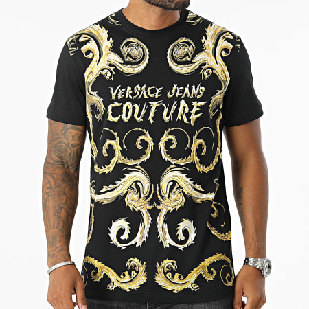 Versace Jeans Couture - Tee Shirt Jersey Panel Chromo Gold 77GAH6SC-JS379 Nero Giallo