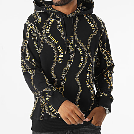 Versace Jeans Couture - Forro polar Garz Chain Couture Sudadera con capucha 77GAI3H0-FS160 Negro Amarillo