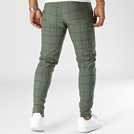 Frilivin - Khaki Groene Skinny Geruite Chino Broek