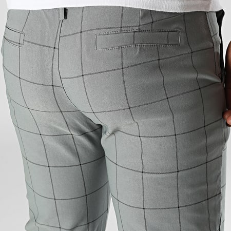 Frilivin - Pantalones chinos ajustados de cuadros grises