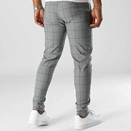 Frilivin - Pantalones chinos ajustados de cuadros grises