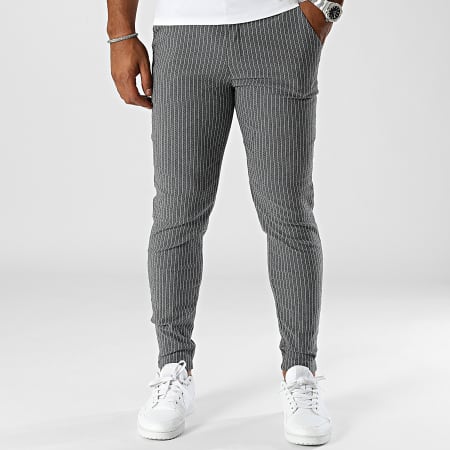 Frilivin - Pantaloni chino skinny a righe grigio