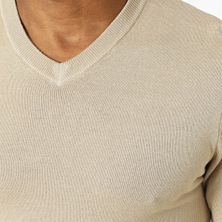 Frilivin - Jersey beige con cuello de pico