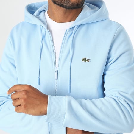 Lacoste Sweat Zippe Capuche Logo Brode Crocodile Classic Fit Bleu Clair LaBoutiqueOfficielle
