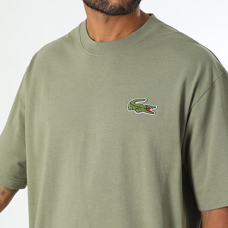 Lacoste - Tee Shirt Oversize Loose Fit Big Logo Crocodile Embroidered Khaki Green