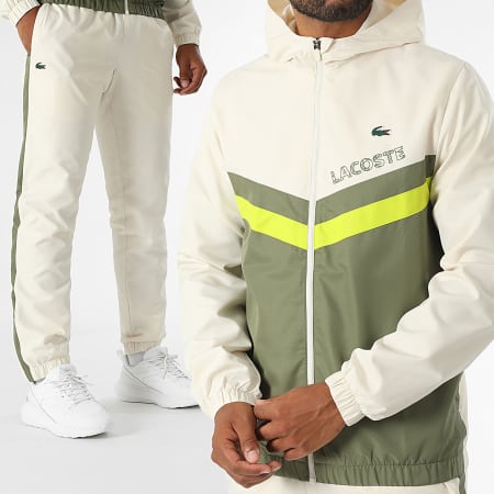 Ensemble De Survetement Logo Crocodile Beige Vert Kaki