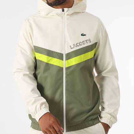 Lacoste - Ensemble De Survetement Logo Crocodile Beige Vert Kaki
