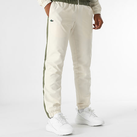 Lacoste - Ensemble De Survetement Logo Crocodile Beige Vert Kaki