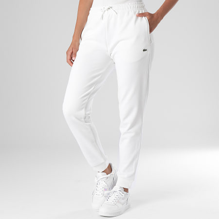 Lacoste Pantalon Jogging Femme Logo Brode Crocodile Blanc LaBoutiqueOfficielle