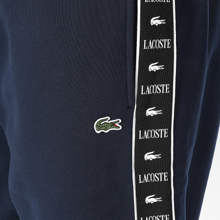 Lacoste - Pantaloni da jogging a fascia con logo ricamato in coccodrillo blu navy