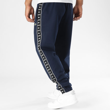 Lacoste - Pantalon Jogging A Bandes Logo Brodé Crocodile Bleu Marine