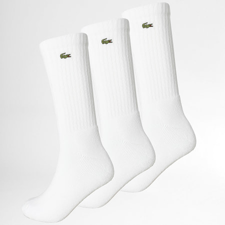 Lacoste - Lot De 3 Paires De Chaussette Logo Brodé Crocodile Blanc