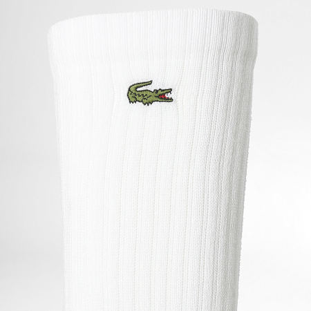 Lacoste - Lot De 3 Paires De Chaussette Logo Brodé Crocodile Blanc